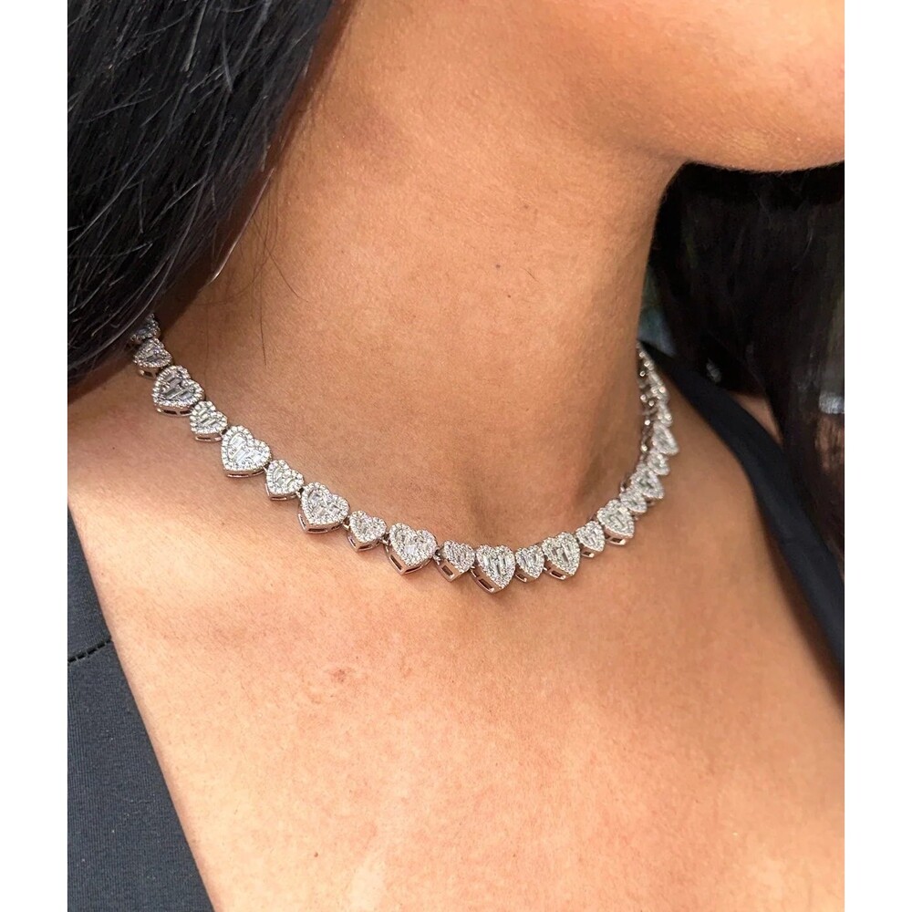 Mini Baguette Necklace 16inch Silver